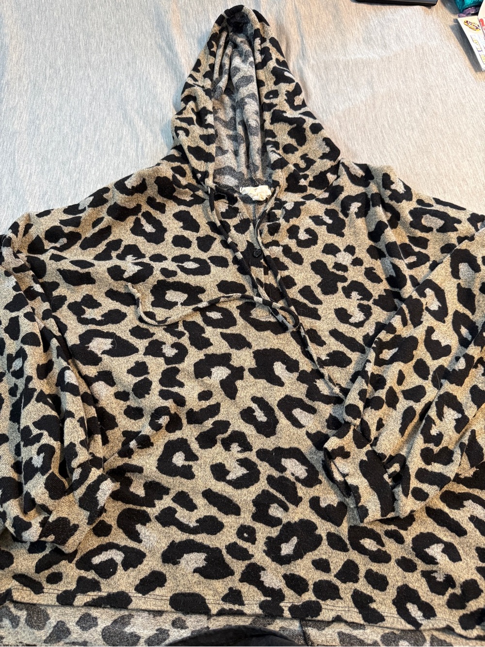 Leopard Print Hooded Women’s Sweater - Black and Tan